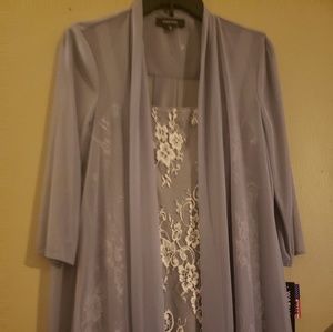 2pc dress lace and sheer grey and irvoy size 8 new